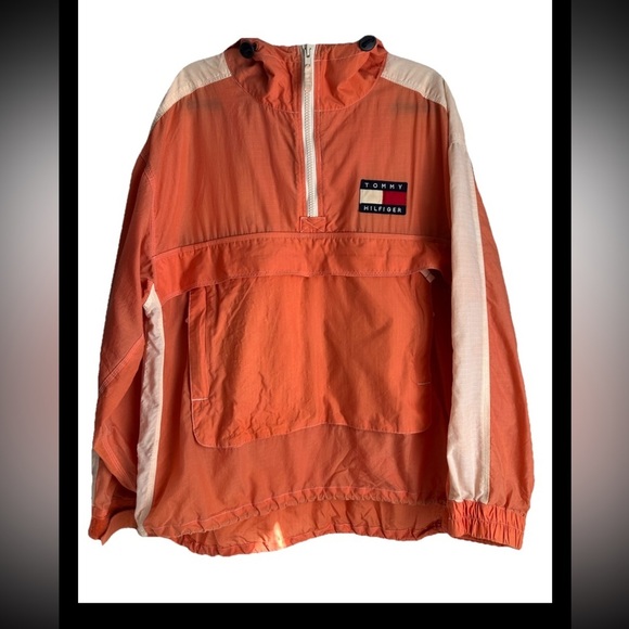 Tommy Hilfiger Other - TOMMY HILFIGER Men Vintage Rare 90s Orange Hooded Sail Newport Windbreaker Sz L